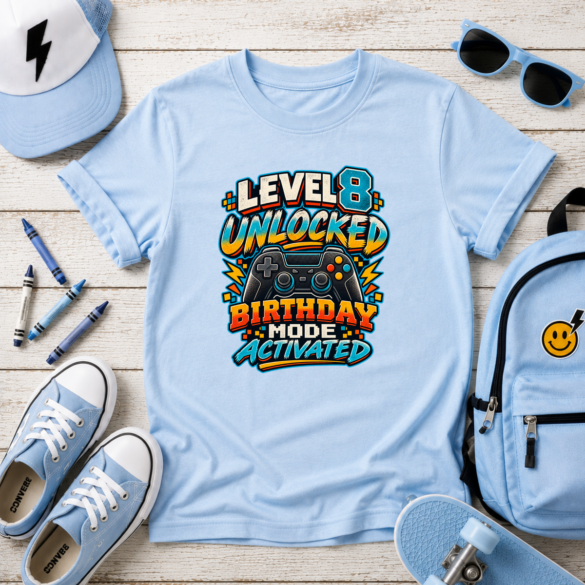 Level 8 Unlocked Birthday Shirt, Gamer 8th Birthday T-shirt