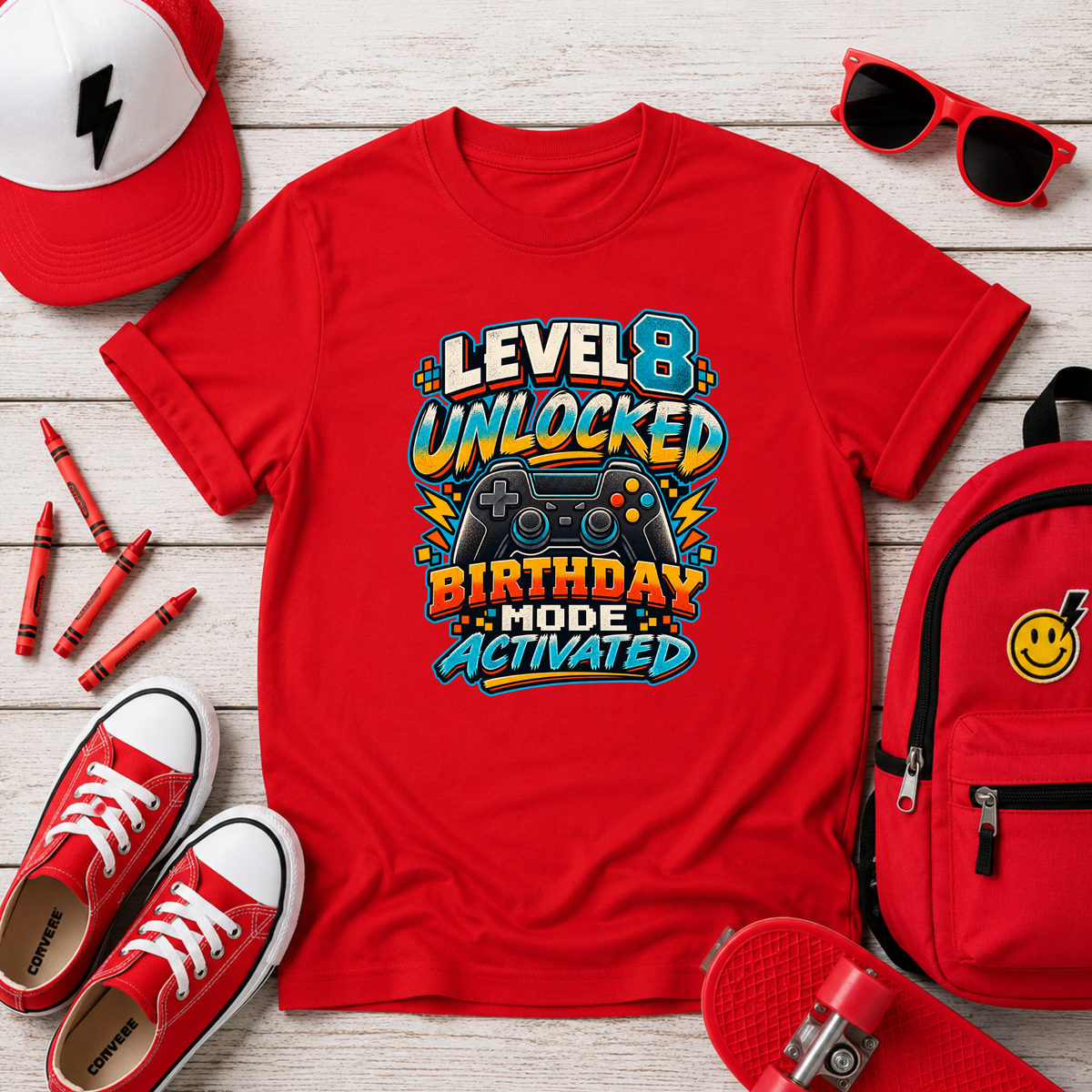 Level 8 Unlocked Birthday Shirt, Gamer 8th Birthday T-shirt