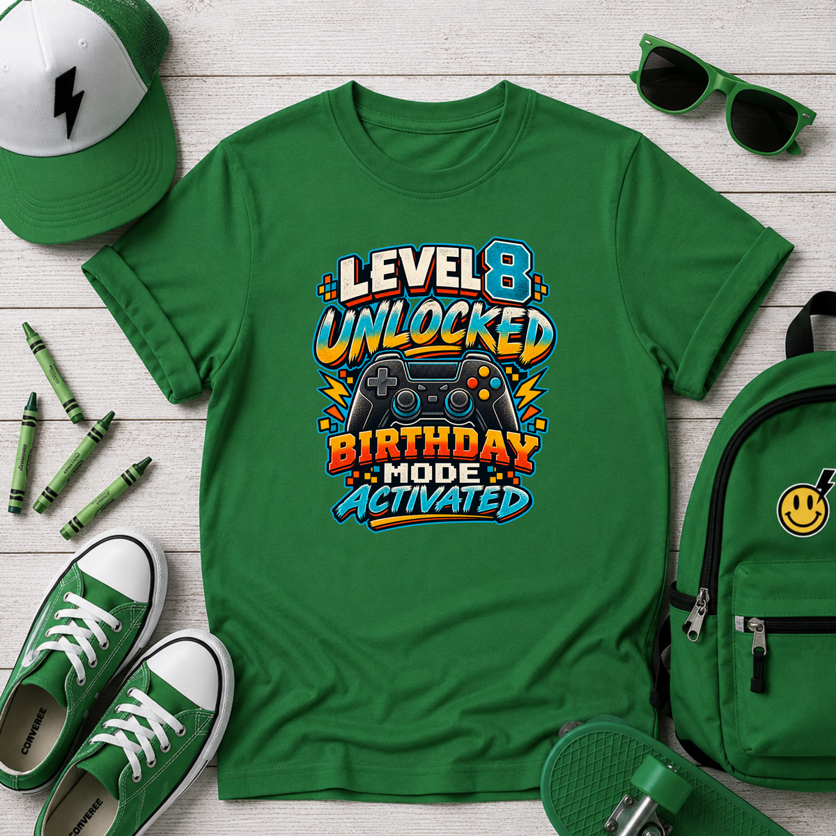 Level 8 Unlocked Birthday Shirt, Gamer 8th Birthday T-shirt