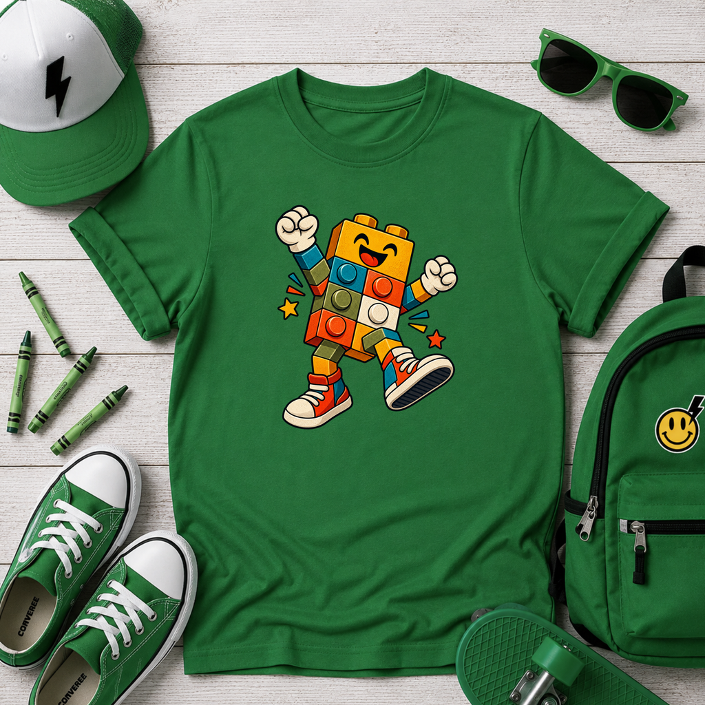 Happy Dancing Building Block Character Graphic Shirt