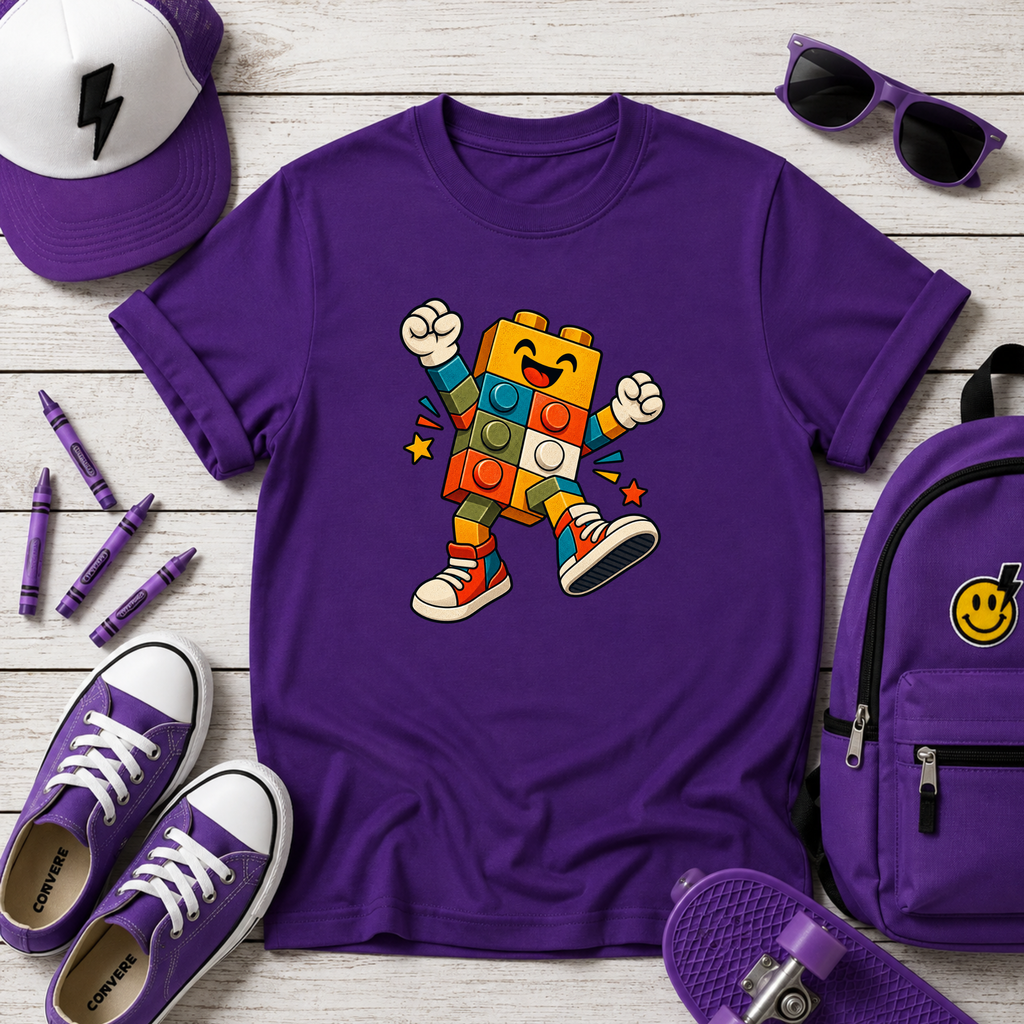 Happy Dancing Building Block Character Graphic Shirt