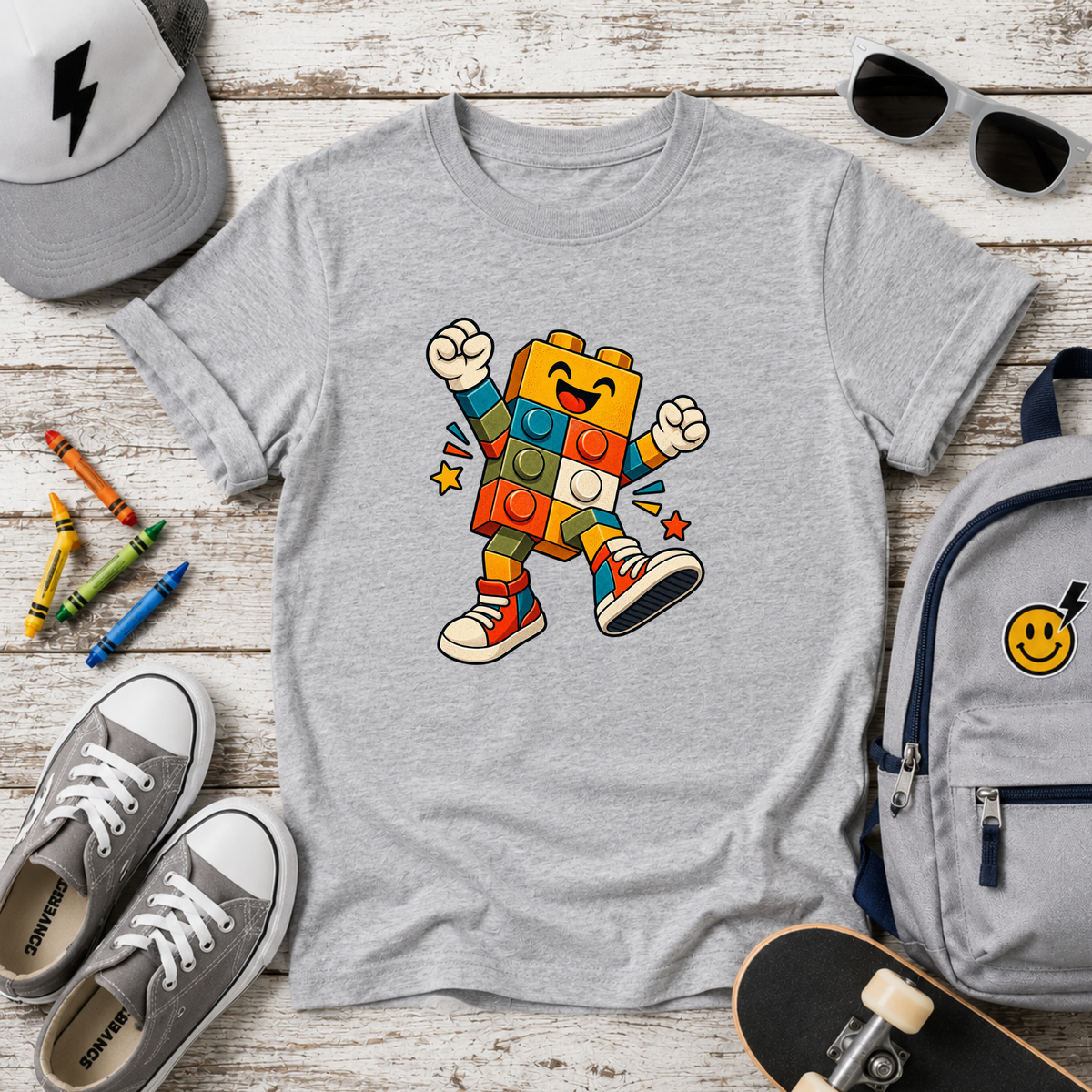 Happy Dancing Building Block Character Graphic Shirt