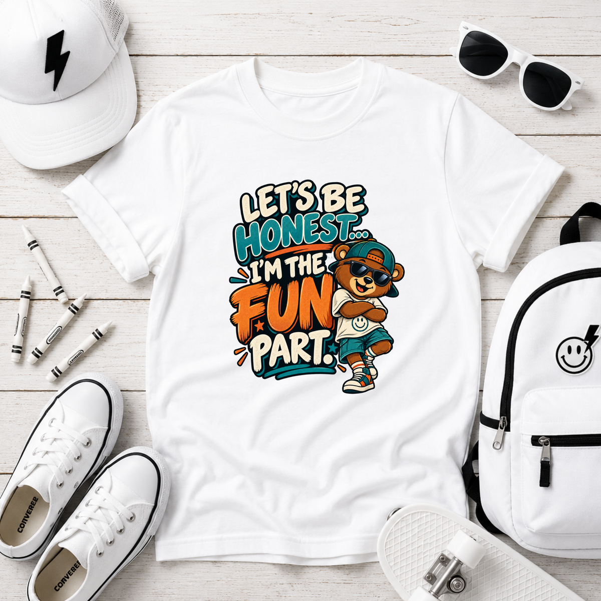 "Let’s Be Honest I’m the Fun Part" Cartoon Graphic T-shirt