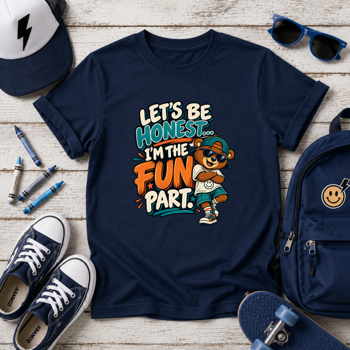"Let’s Be Honest I’m the Fun Part" Cartoon Graphic T-shirt