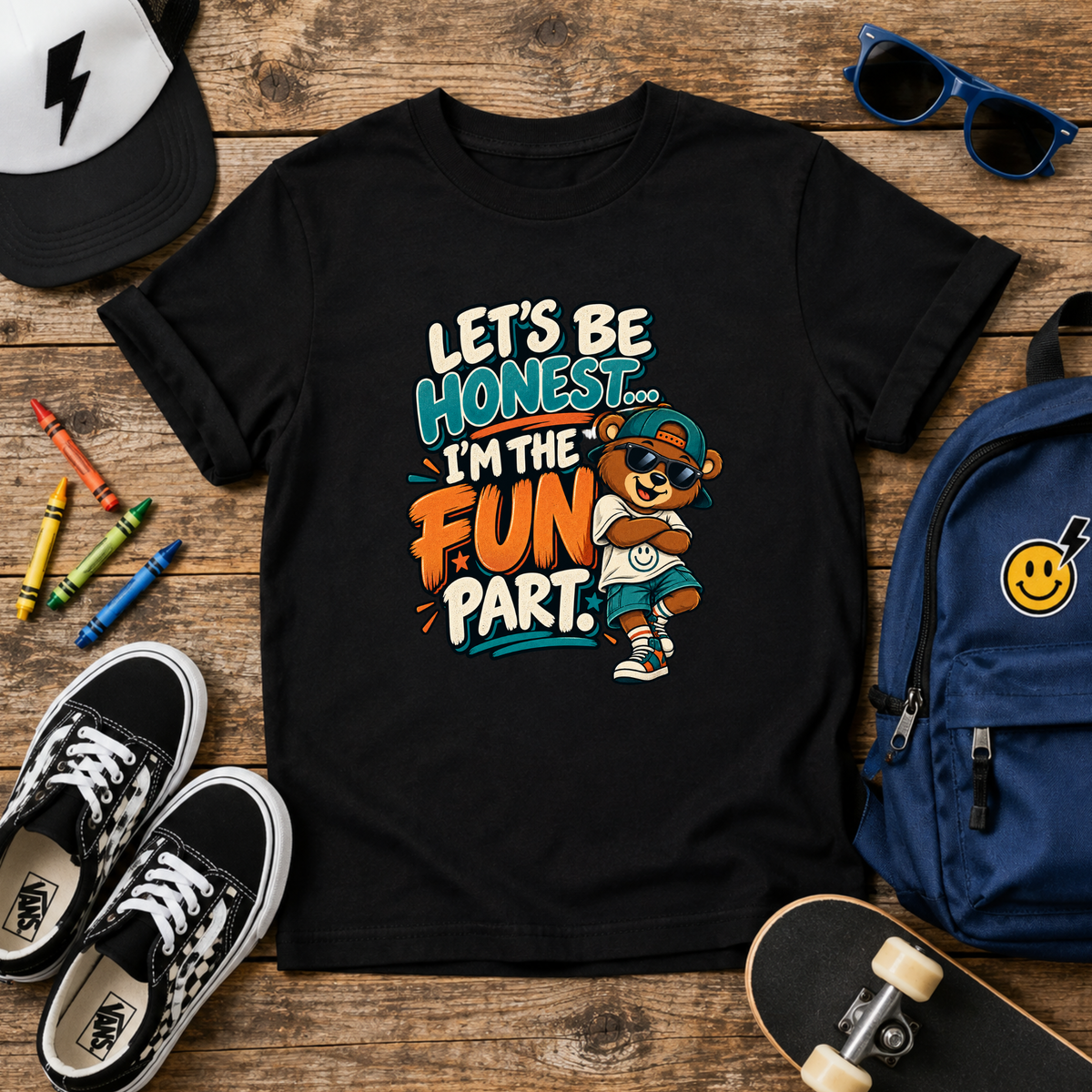 "Let’s Be Honest I’m the Fun Part" Cartoon Graphic T-shirt
