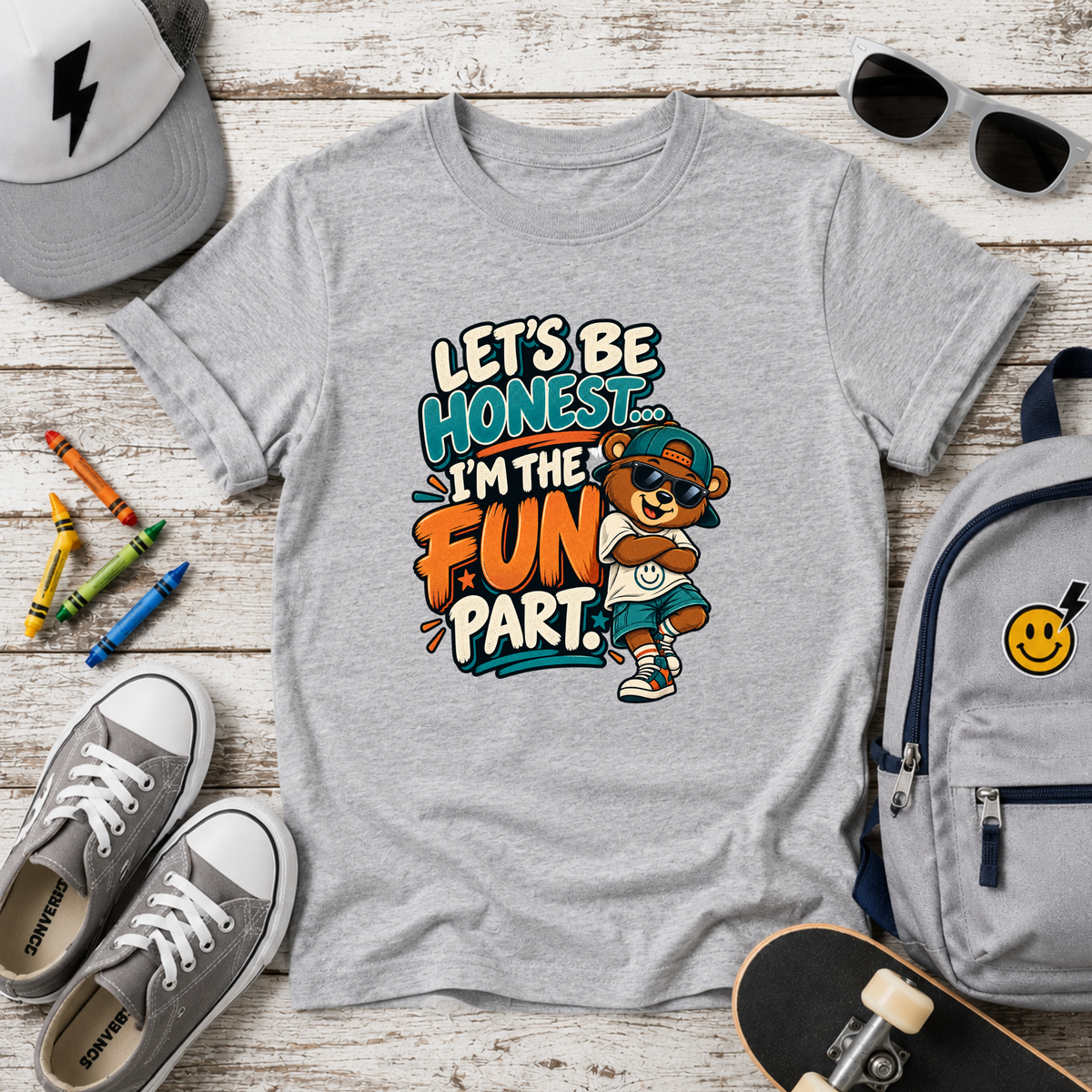 "Let’s Be Honest I’m the Fun Part" Cartoon Graphic T-shirt