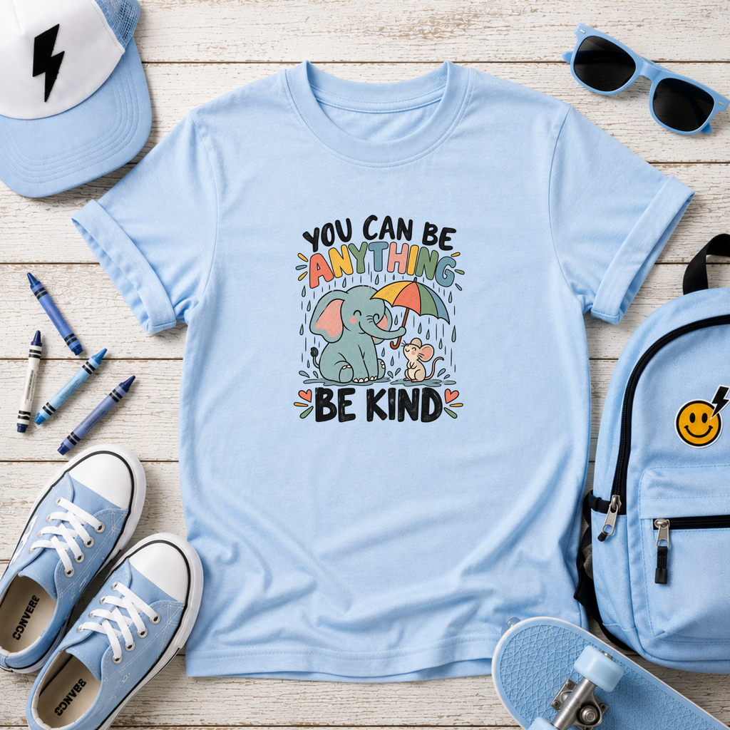 Kids Tee "You Can Be Anything, Be Kind" Elephant Graphic