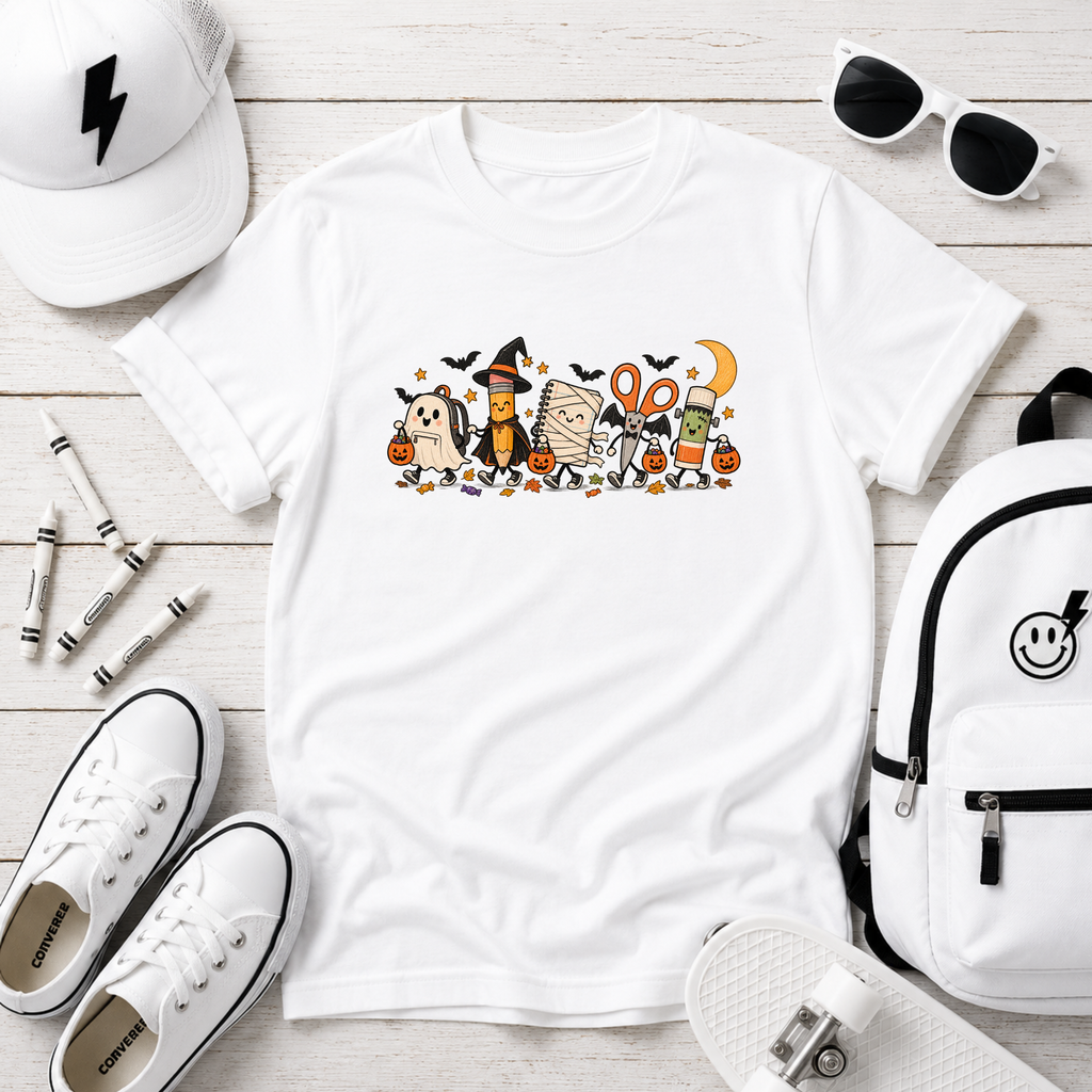 Kids Halloween Graphic Tee Cute Trick-or-Treat Owl & Friends Graphic