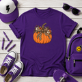 Kids Halloween Pumpkin Graphic Tee Leopard Bow Fall Tee