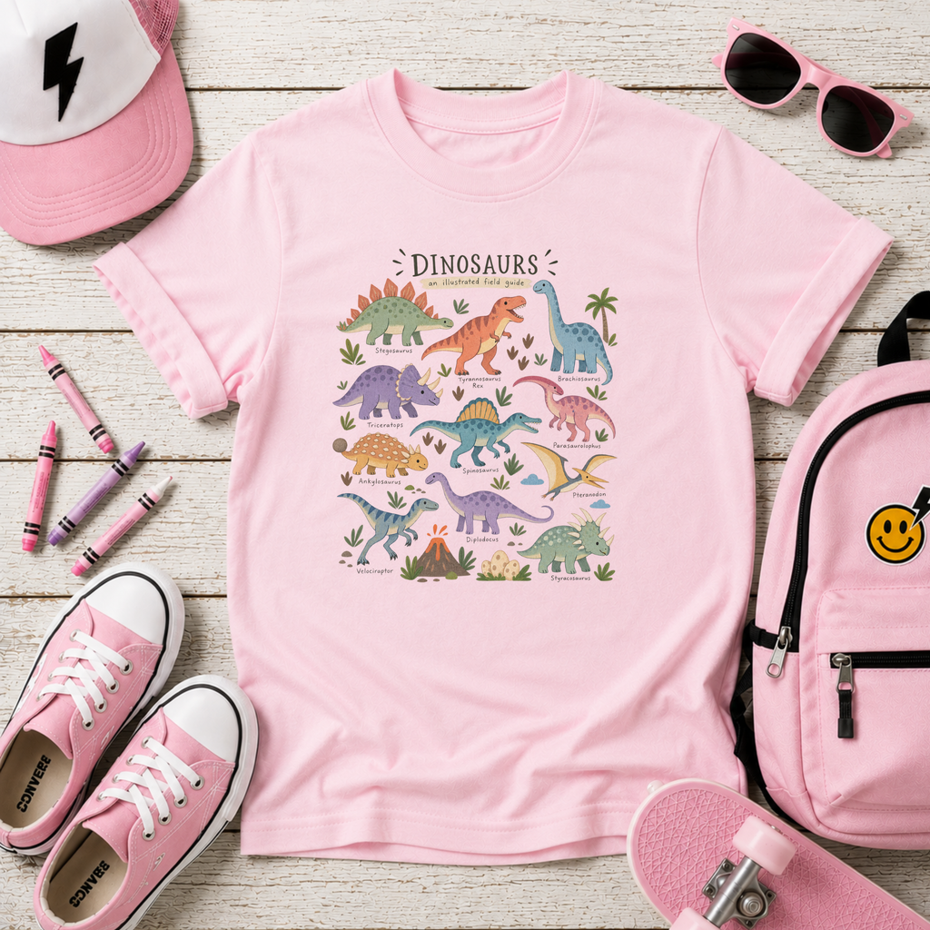 Kids Graphic Dinosaur T-Shirt Colorful Retro Dino