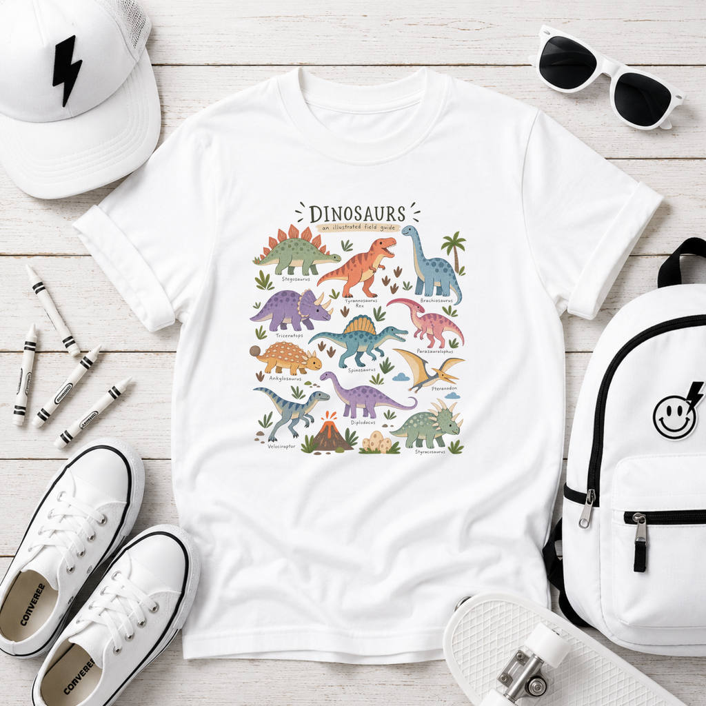Kids Graphic Dinosaur T-Shirt Colorful Retro Dino
