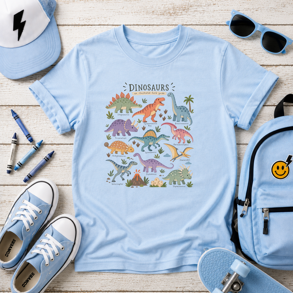 Kids Graphic Dinosaur T-Shirt Colorful Retro Dino