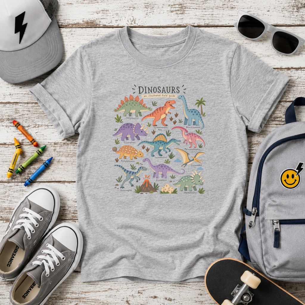 Kids Graphic Dinosaur T-Shirt Colorful Retro Dino