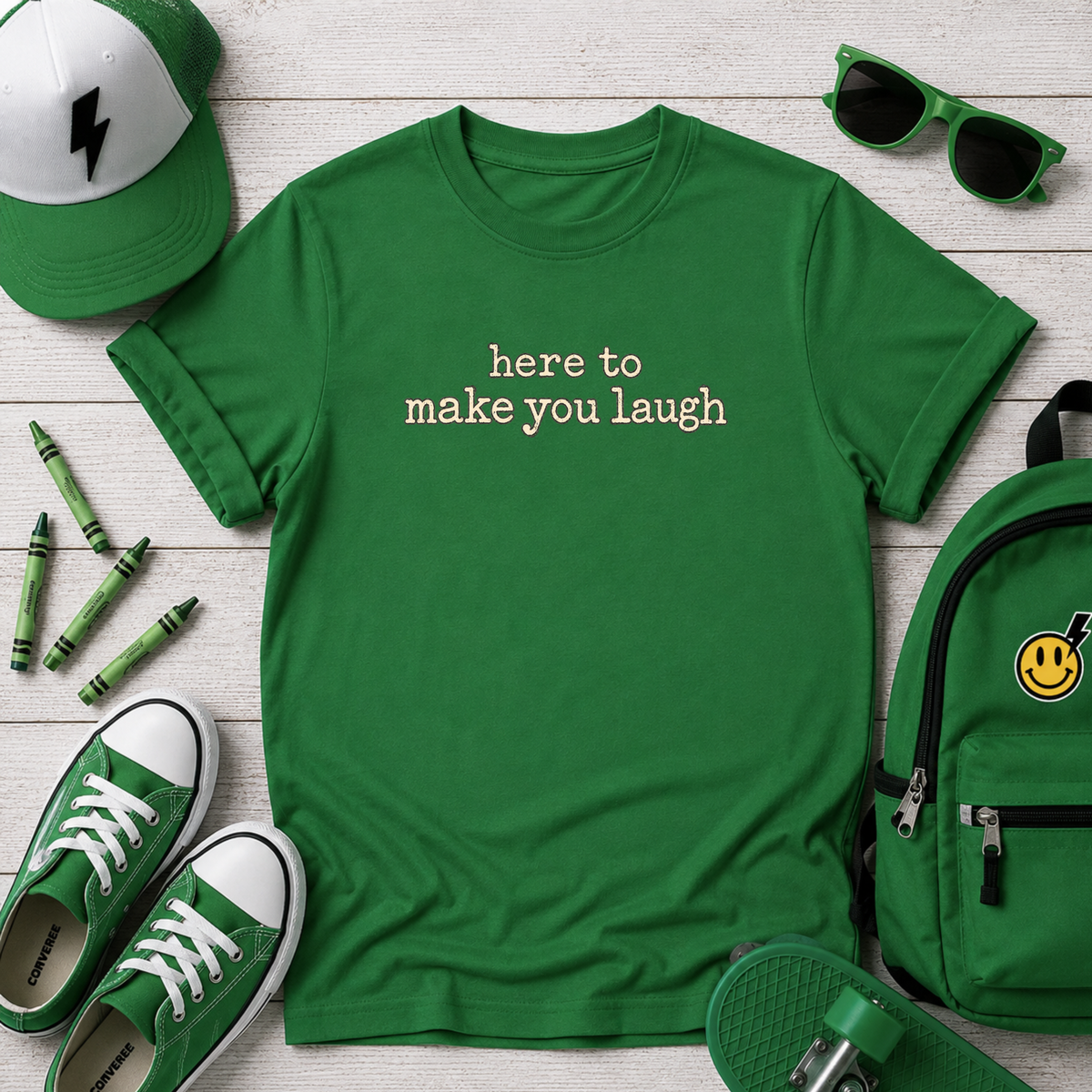 Funny Kids "here to make you laugh" Graphic Shirt