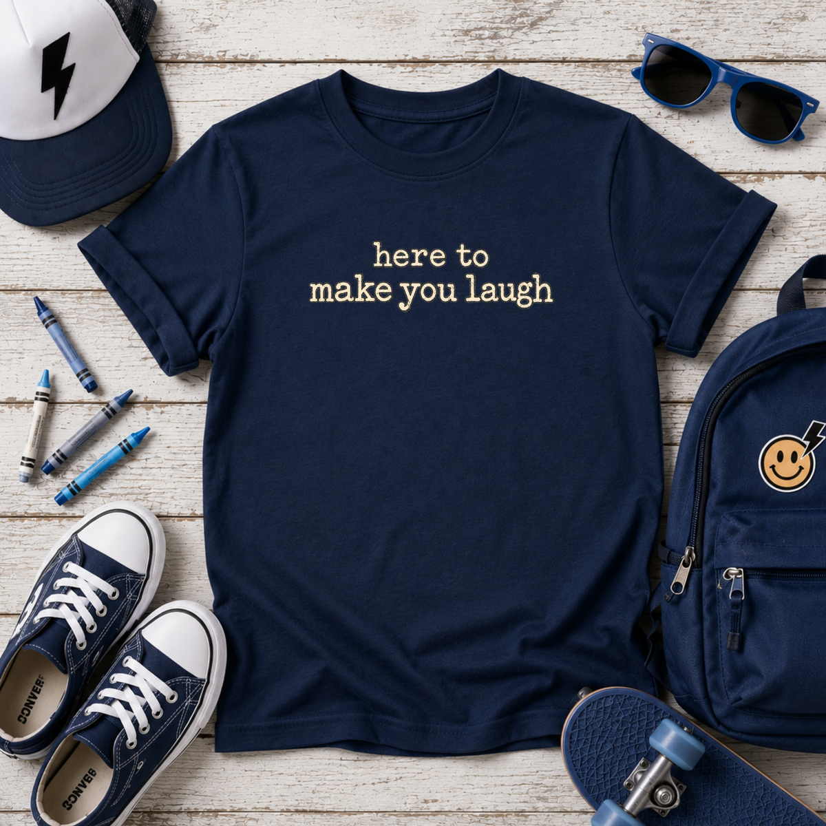 Funny Kids "here to make you laugh" Graphic Shirt