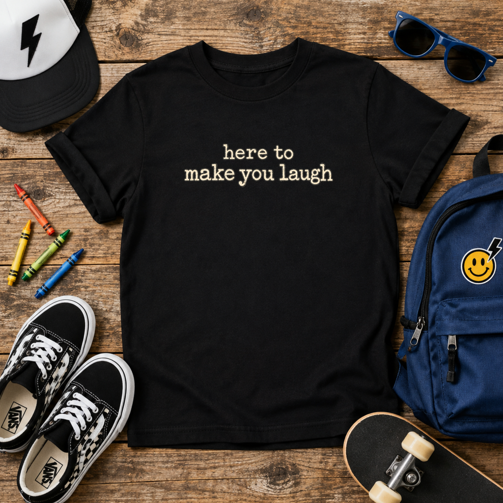 Funny Kids "here to make you laugh" Graphic Shirt