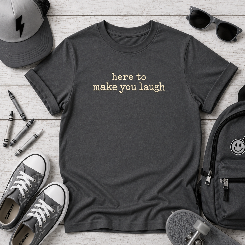 Funny Kids "here to make you laugh" Graphic Shirt