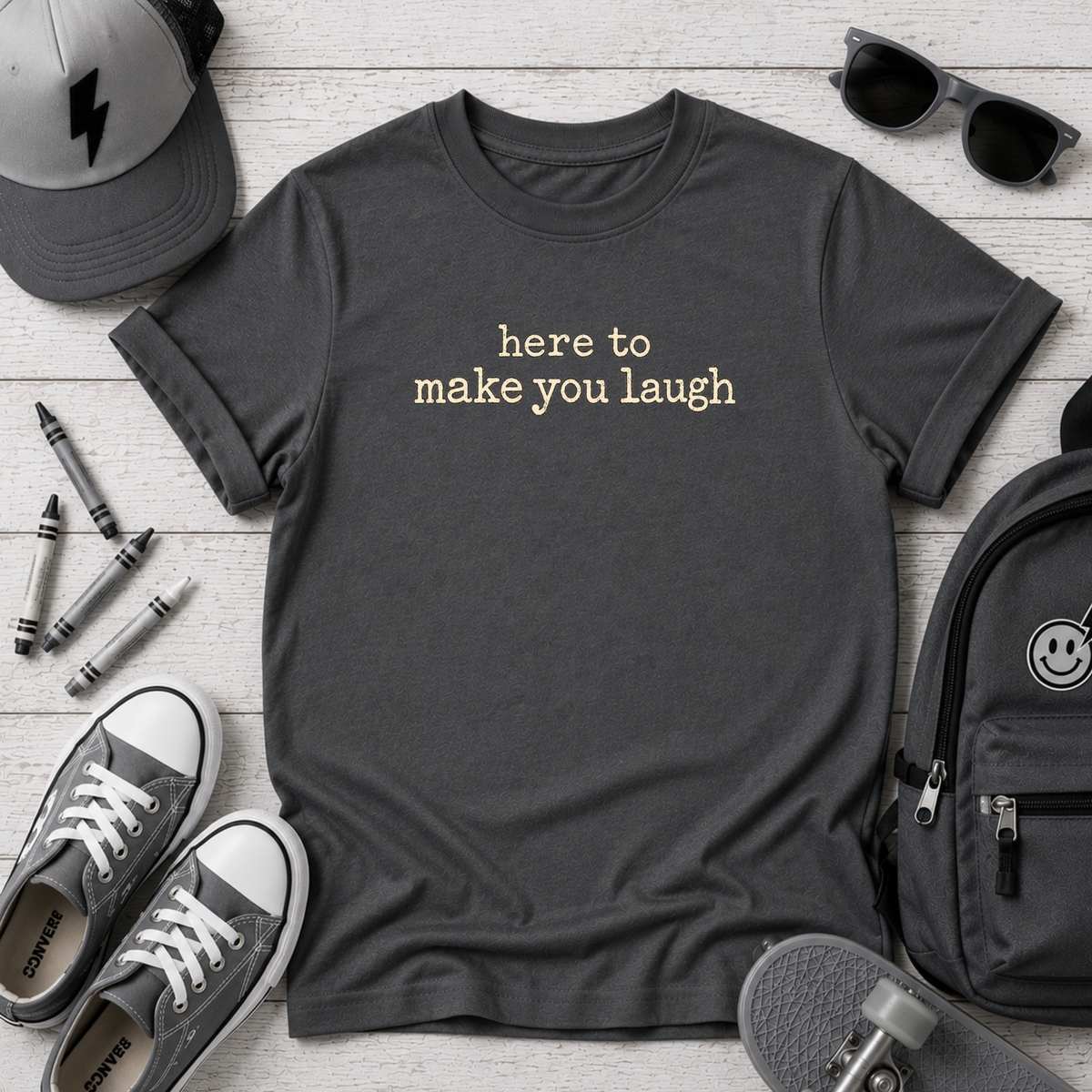 Funny Kids "here to make you laugh" Graphic Shirt