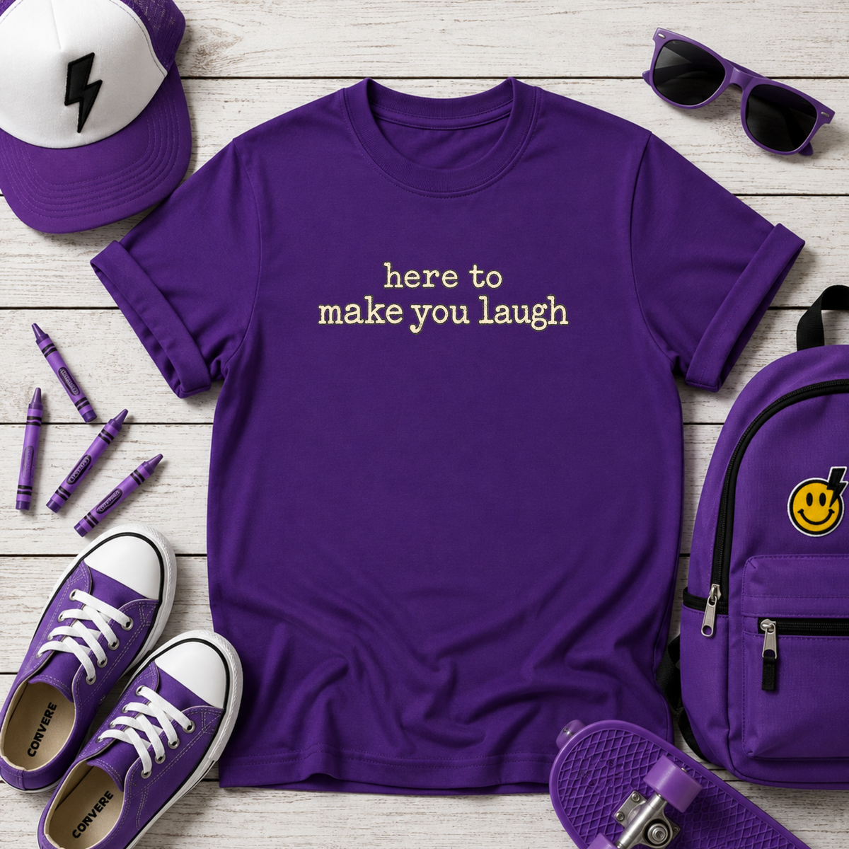 Funny Kids "here to make you laugh" Graphic Shirt