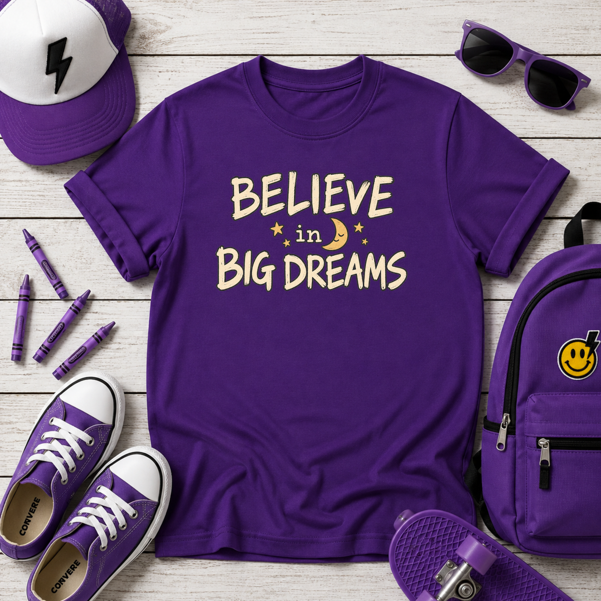 Kids "Believe in Big Dreams" Inspirational/Motivational Graphic Shirt