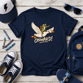 Cute Frog Riding Goose Illustration with “Onward!” | Adventure Graphic T-Shirt for Kids