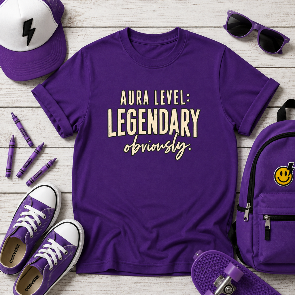 Kids "Aura Level: Legendary, obviously." Graphic Shirt