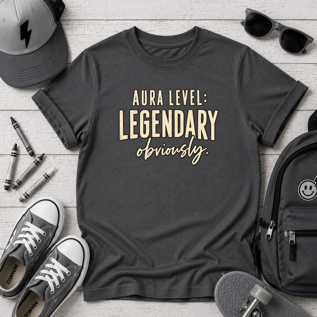 Kids "Aura Level: Legendary, obviously." Graphic Shirt