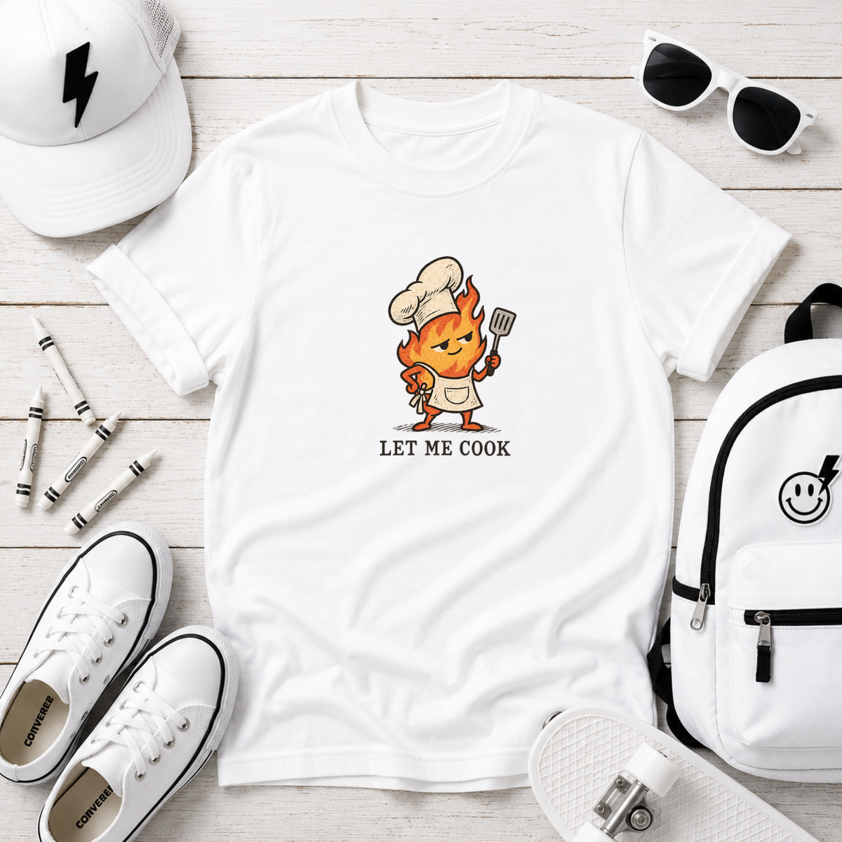 Kids Tee Cute Chef Character with 'Let Me Cook' Graphic