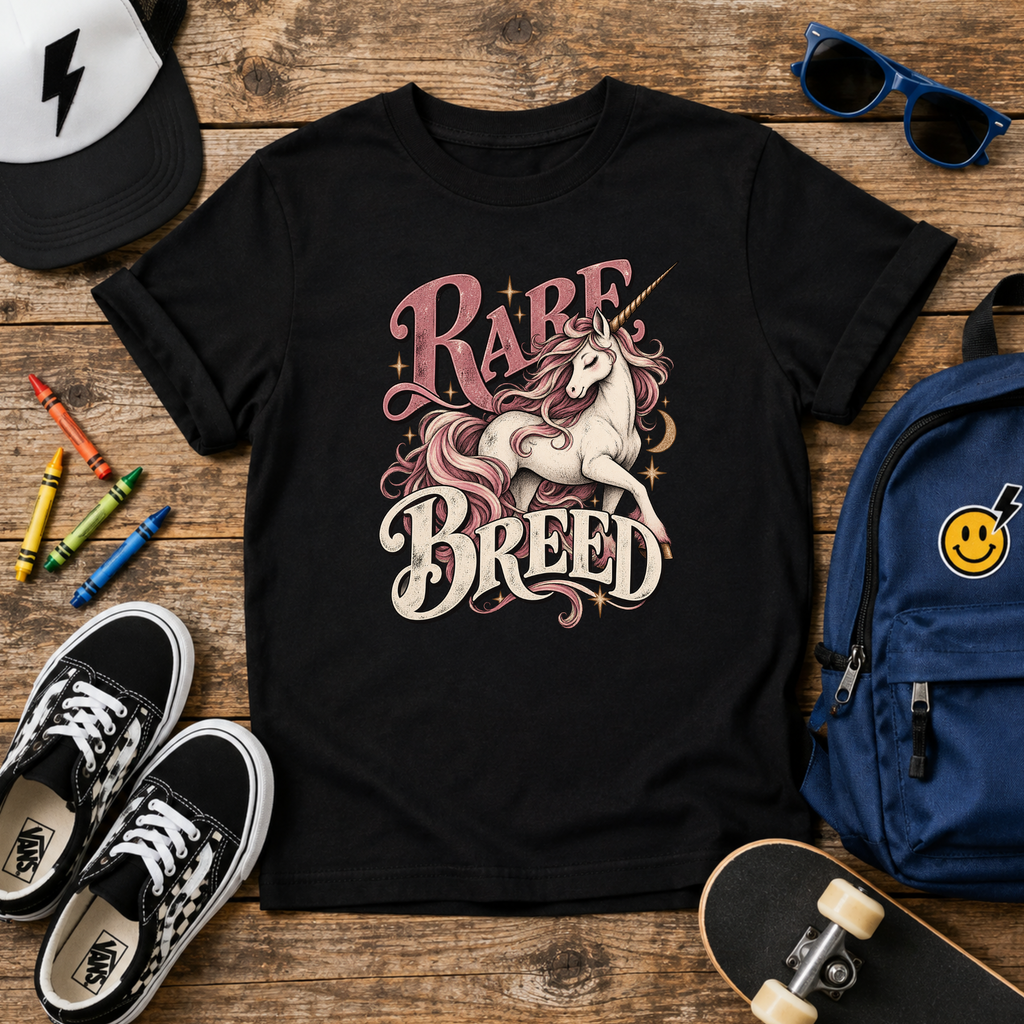 Girls cute 'Rare Breed' Unicorn Graphic Tee