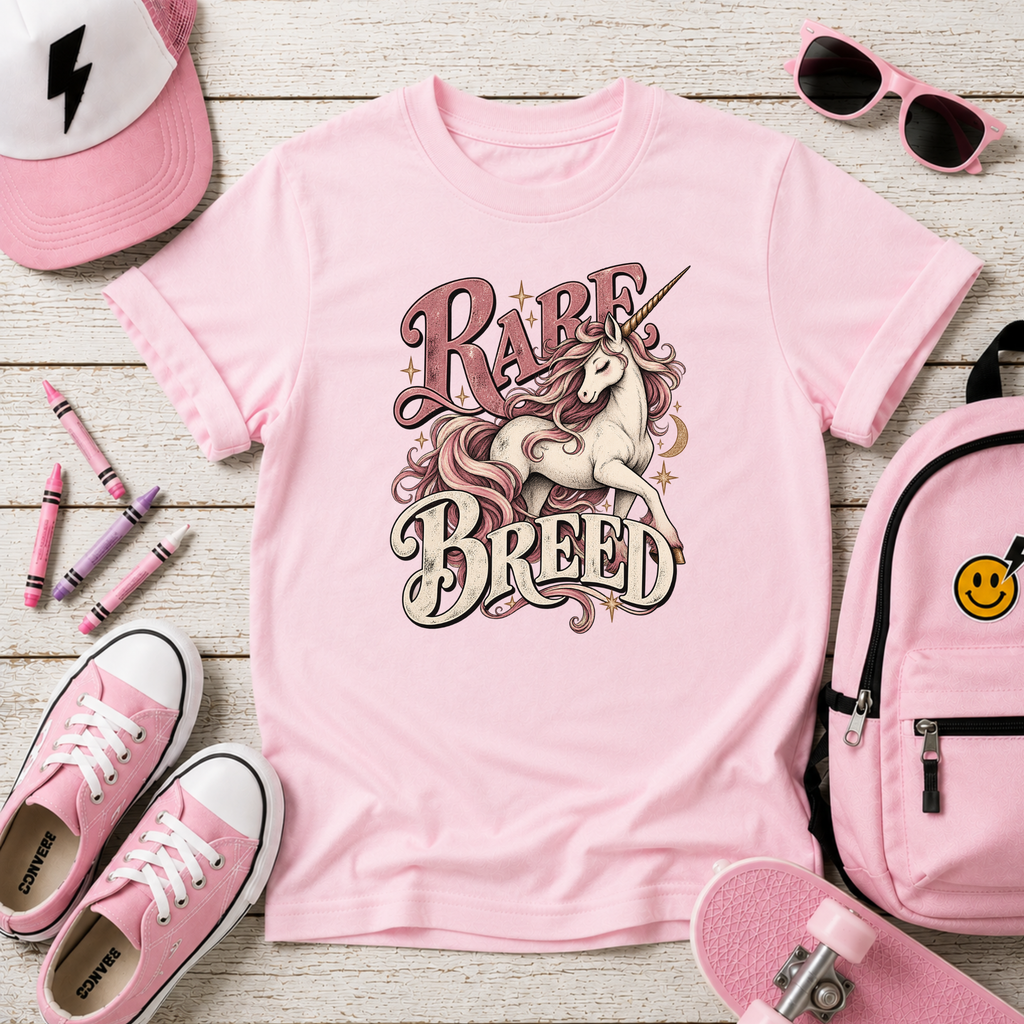 Girls cute 'Rare Breed' Unicorn Graphic Tee