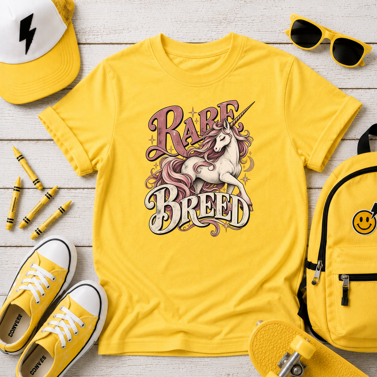 Girls cute 'Rare Breed' Unicorn Graphic Tee