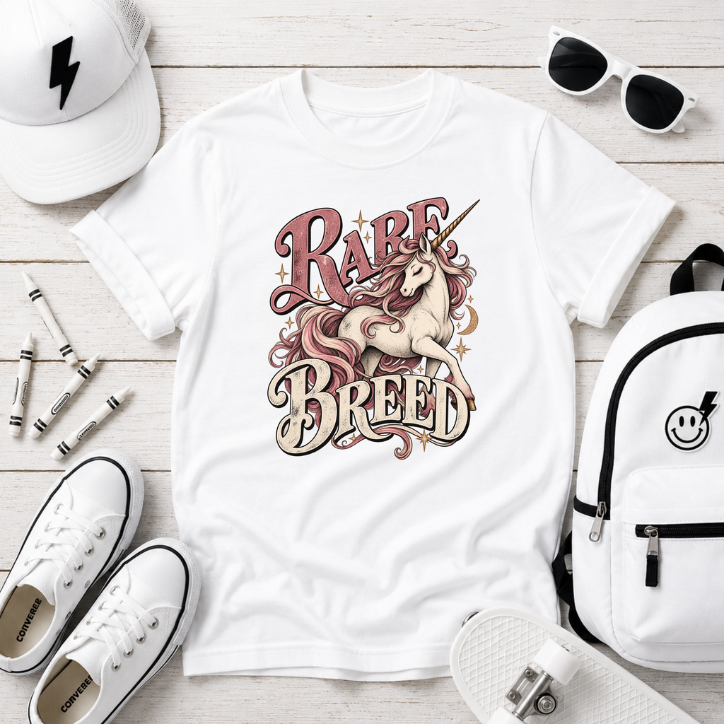 Girls cute 'Rare Breed' Unicorn Graphic Tee