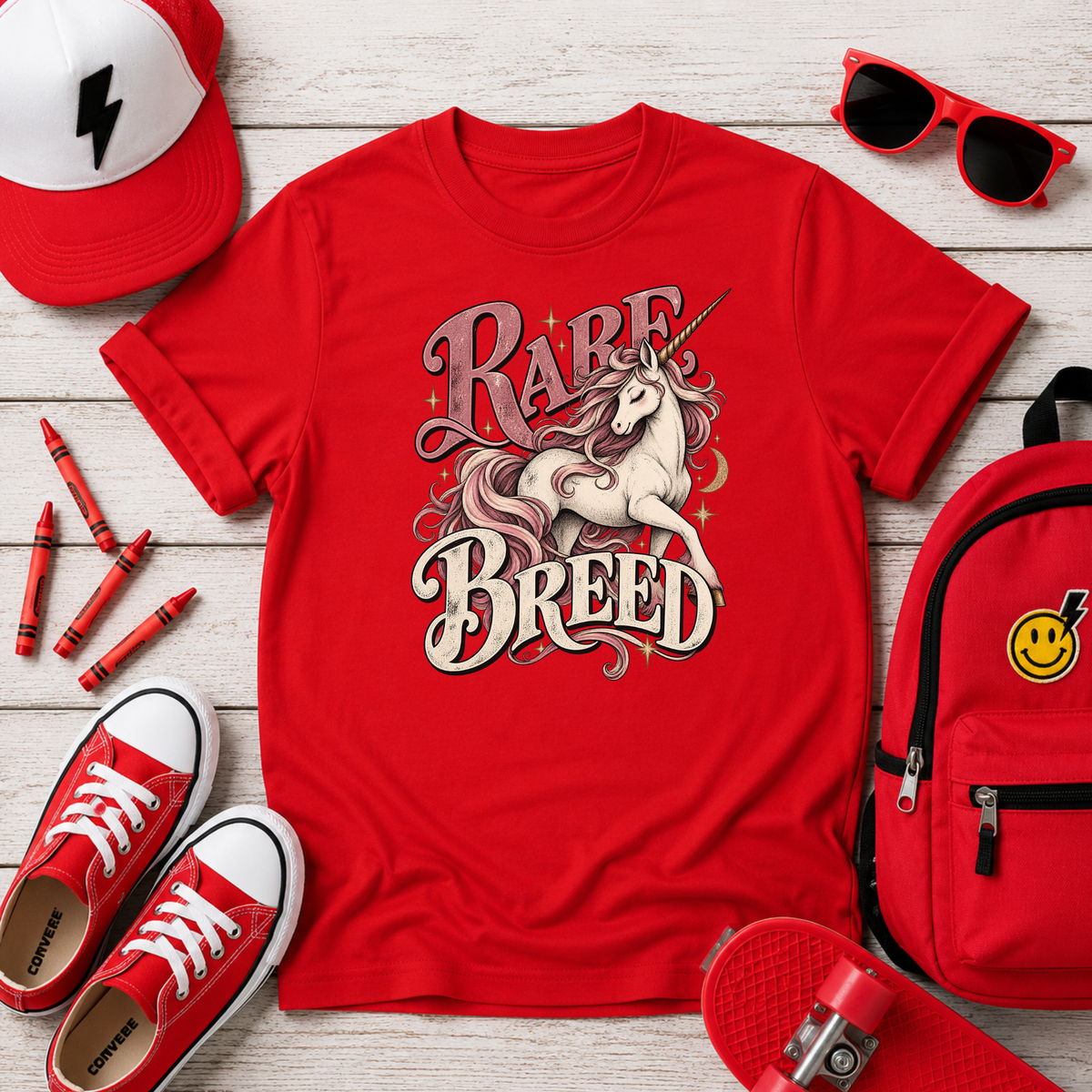 Girls cute 'Rare Breed' Unicorn Graphic Tee
