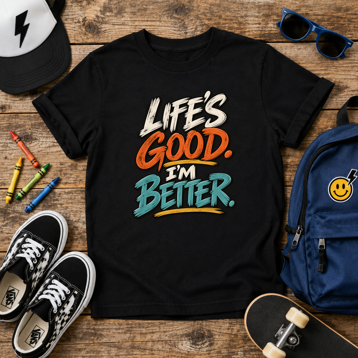 Kids cute “Life’s Good I’m Better” Retro Graphic T-Shirt