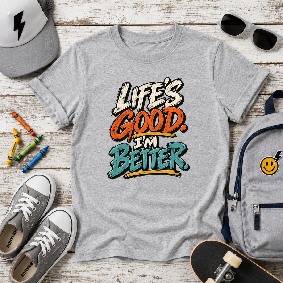 Kids cute “Life’s Good I’m Better” Retro Graphic T-Shirt