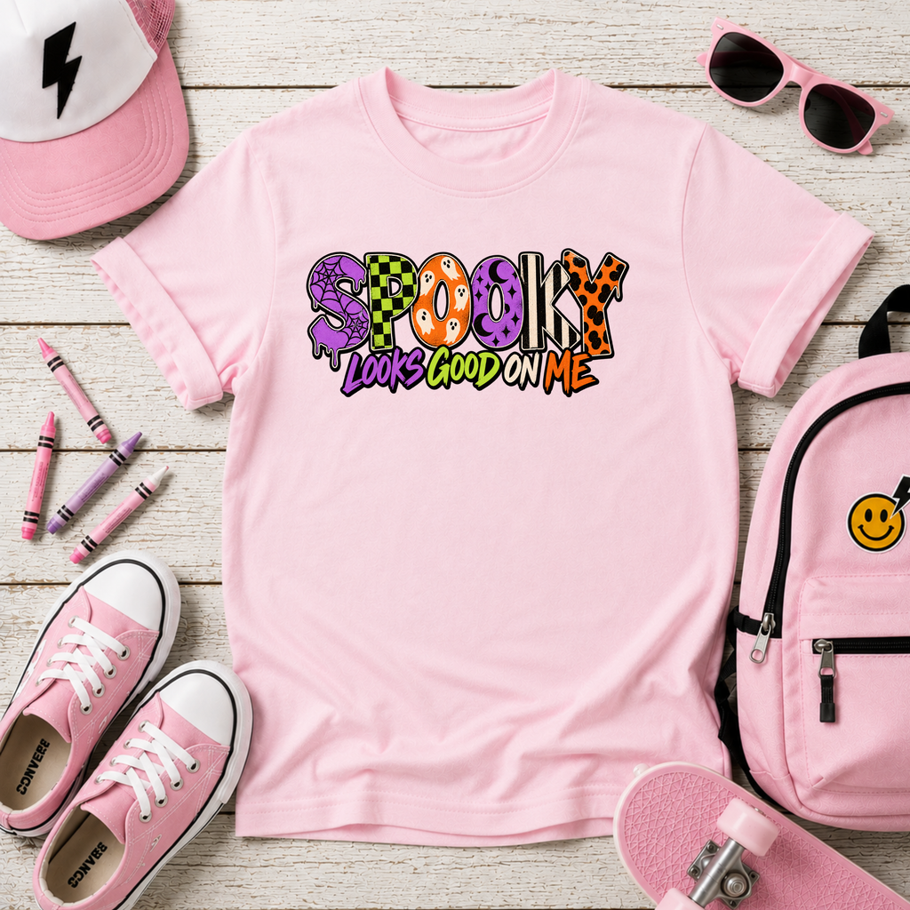 Kids "Spooky Looks Good On Me" Halloween Shirt