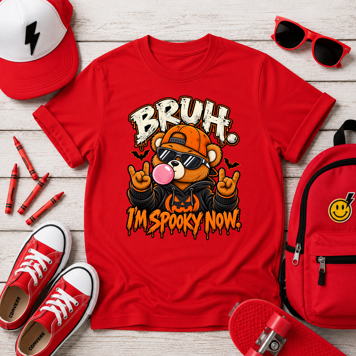 Kids “Bruh I’m Spooky Now” Halloween Graphic T-shirt