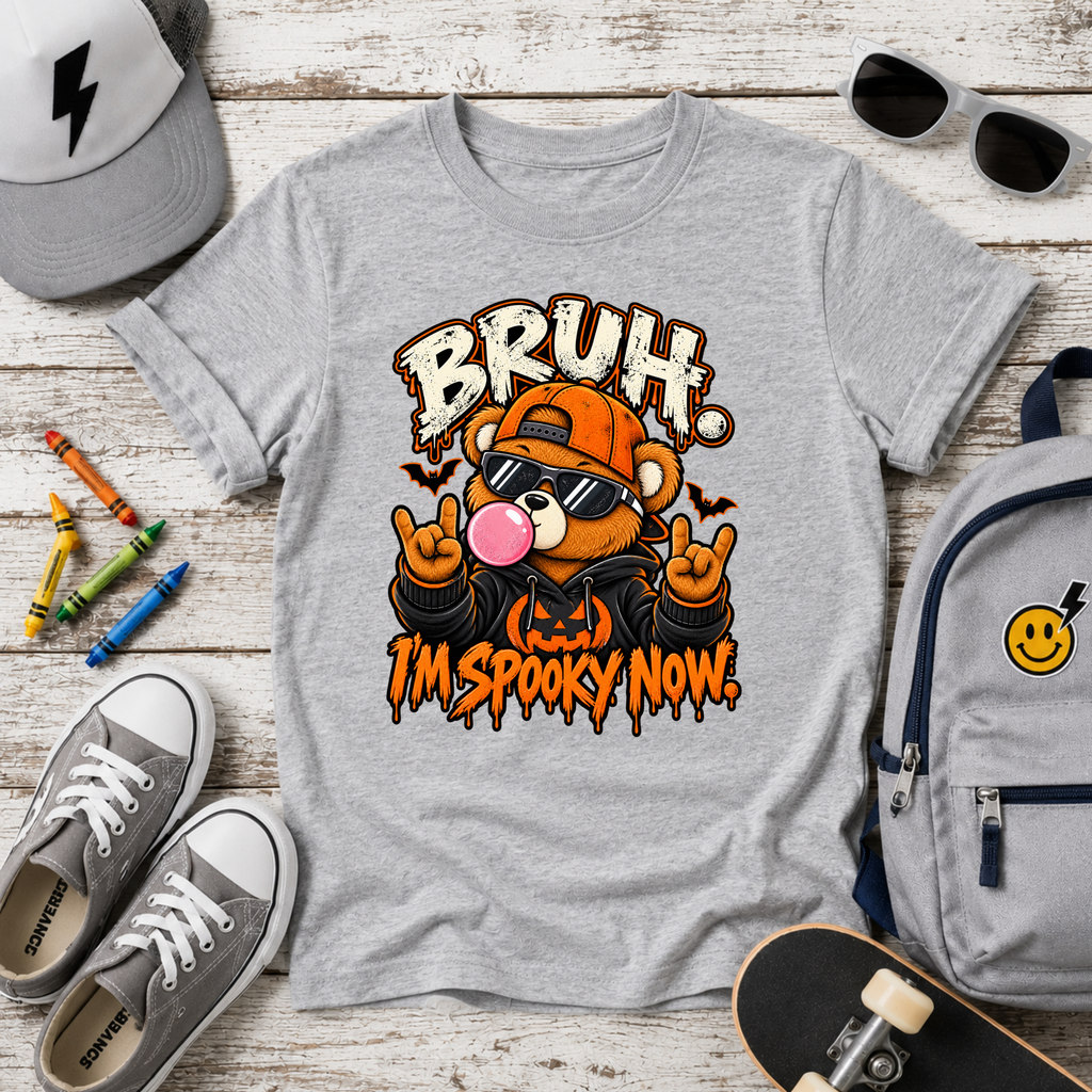 Kids “Bruh I’m Spooky Now” Halloween Graphic T-shirt
