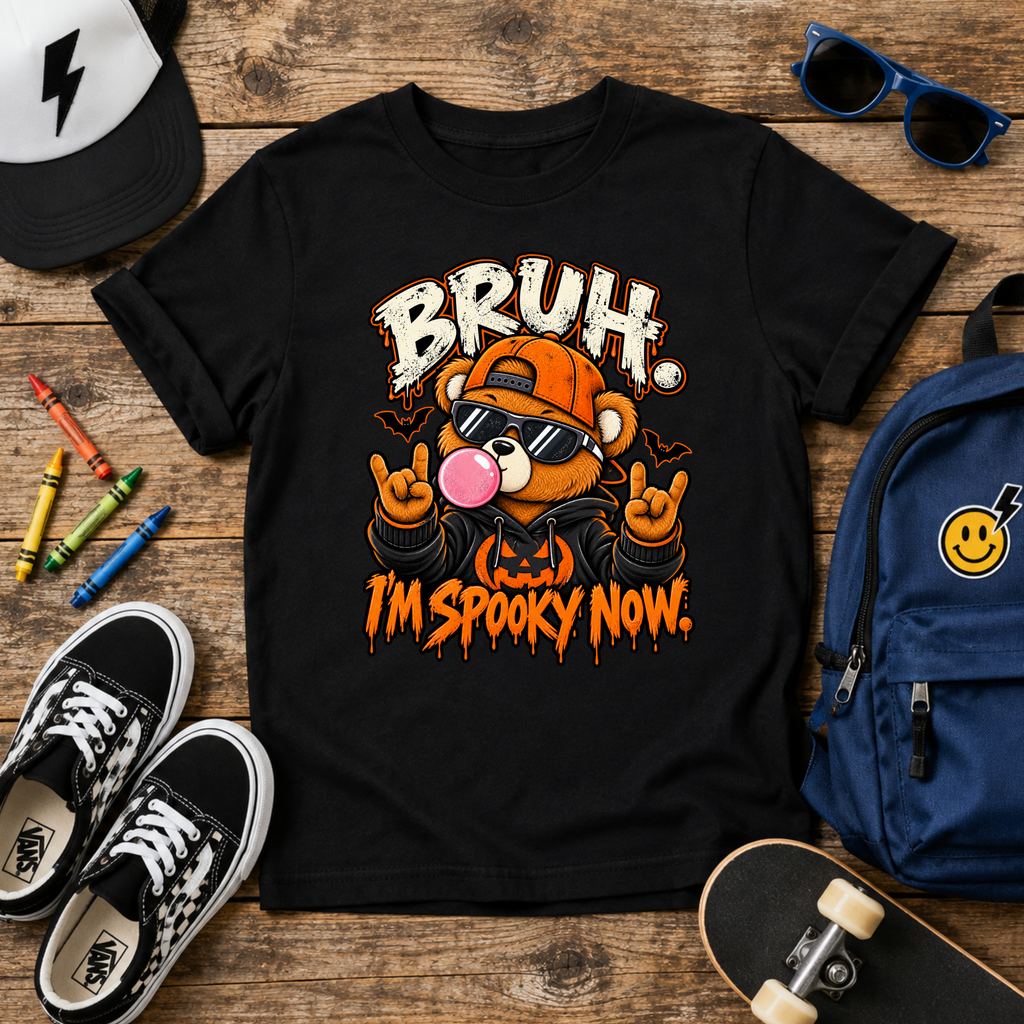 Kids “Bruh I’m Spooky Now” Halloween Graphic T-shirt