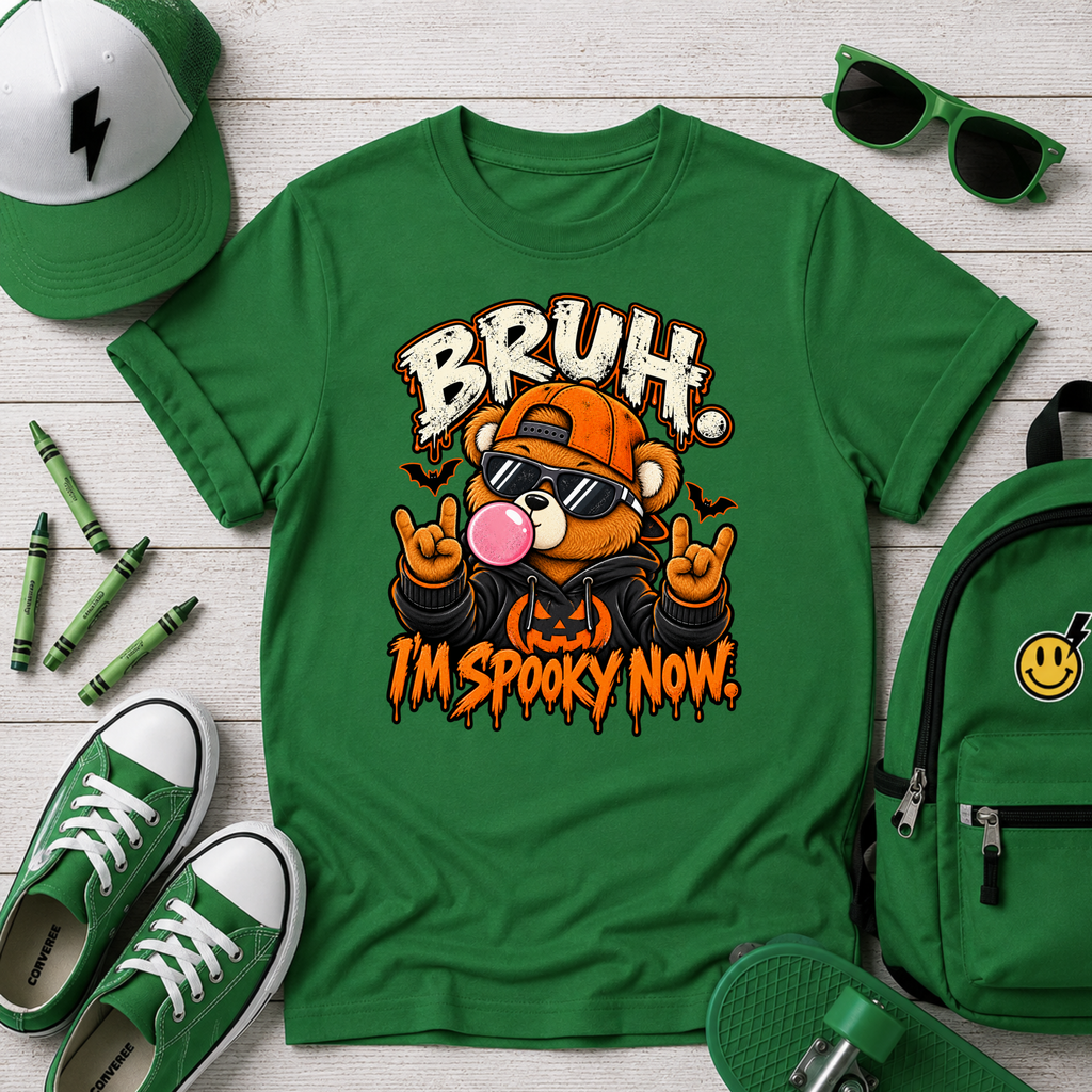 Kids “Bruh I’m Spooky Now” Halloween Graphic T-shirt