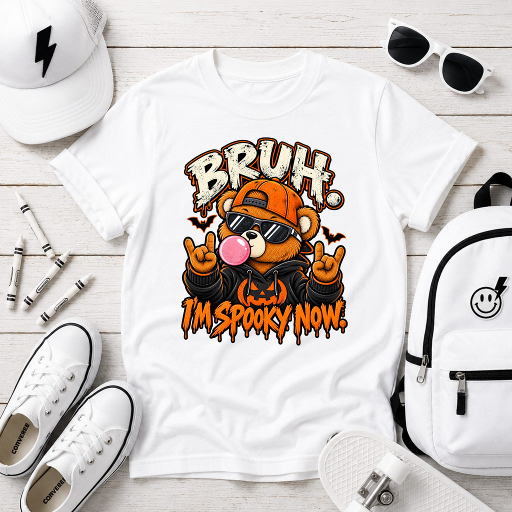 Kids “Bruh I’m Spooky Now” Halloween Graphic T-shirt
