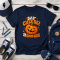 Kids Halloween T-Shirt - "Say Cheese! I'm Gourd-geous" Pumpkin Tee