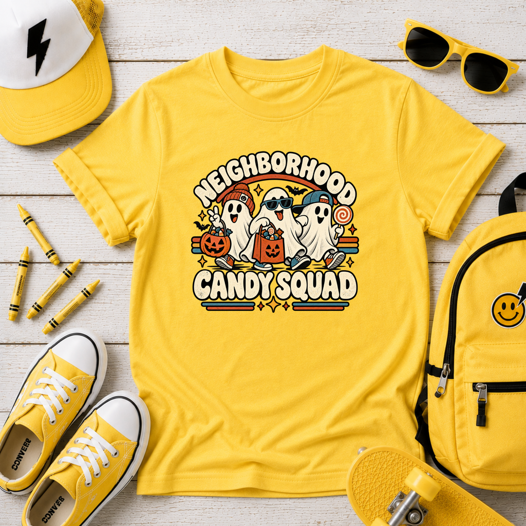 Kids Halloween Graphic T-shirt "Neighborhood Candy Squad"