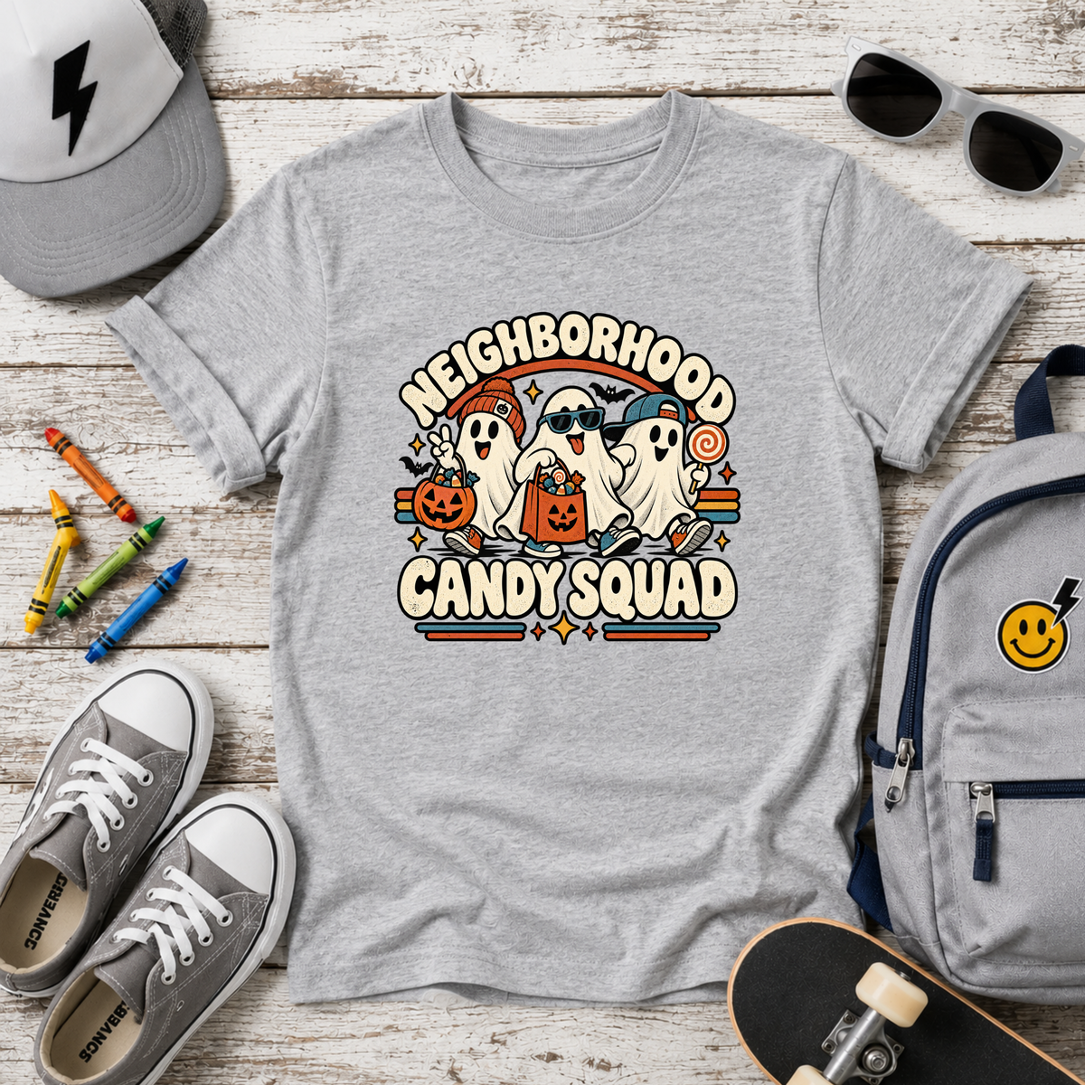 Kids Halloween Graphic T-shirt "Neighborhood Candy Squad"