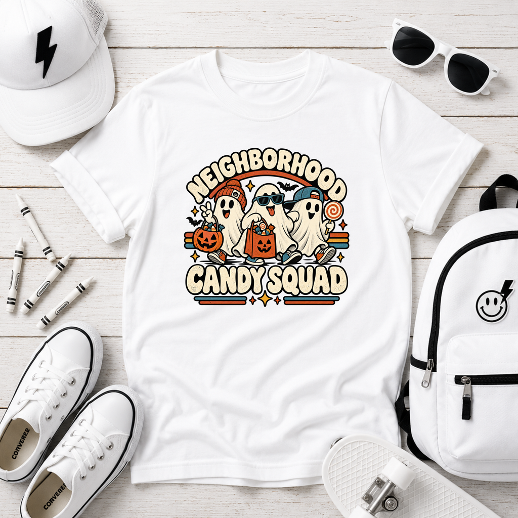 Kids Halloween Graphic T-shirt "Neighborhood Candy Squad"