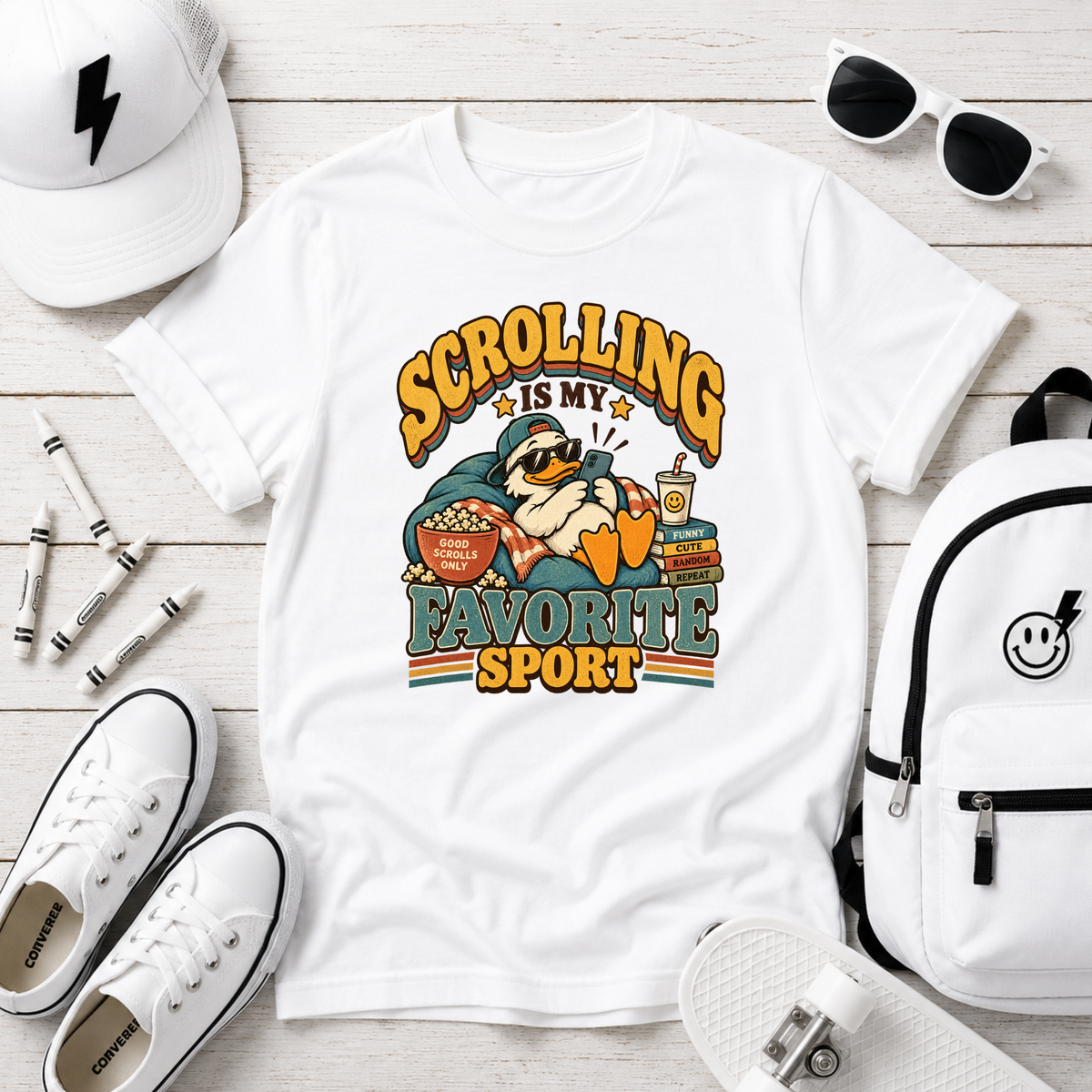 Kids cute “Scrolling Is My Favorite Sport” Retro Gamer Graphic Shirt