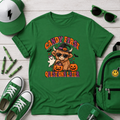"Candy First, Question Later" Halloween Highland Cow Costume Graphic Shirt