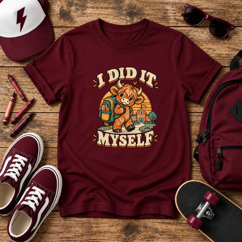 "I Did It Myself" Cute Cow Back-to-School Shirt