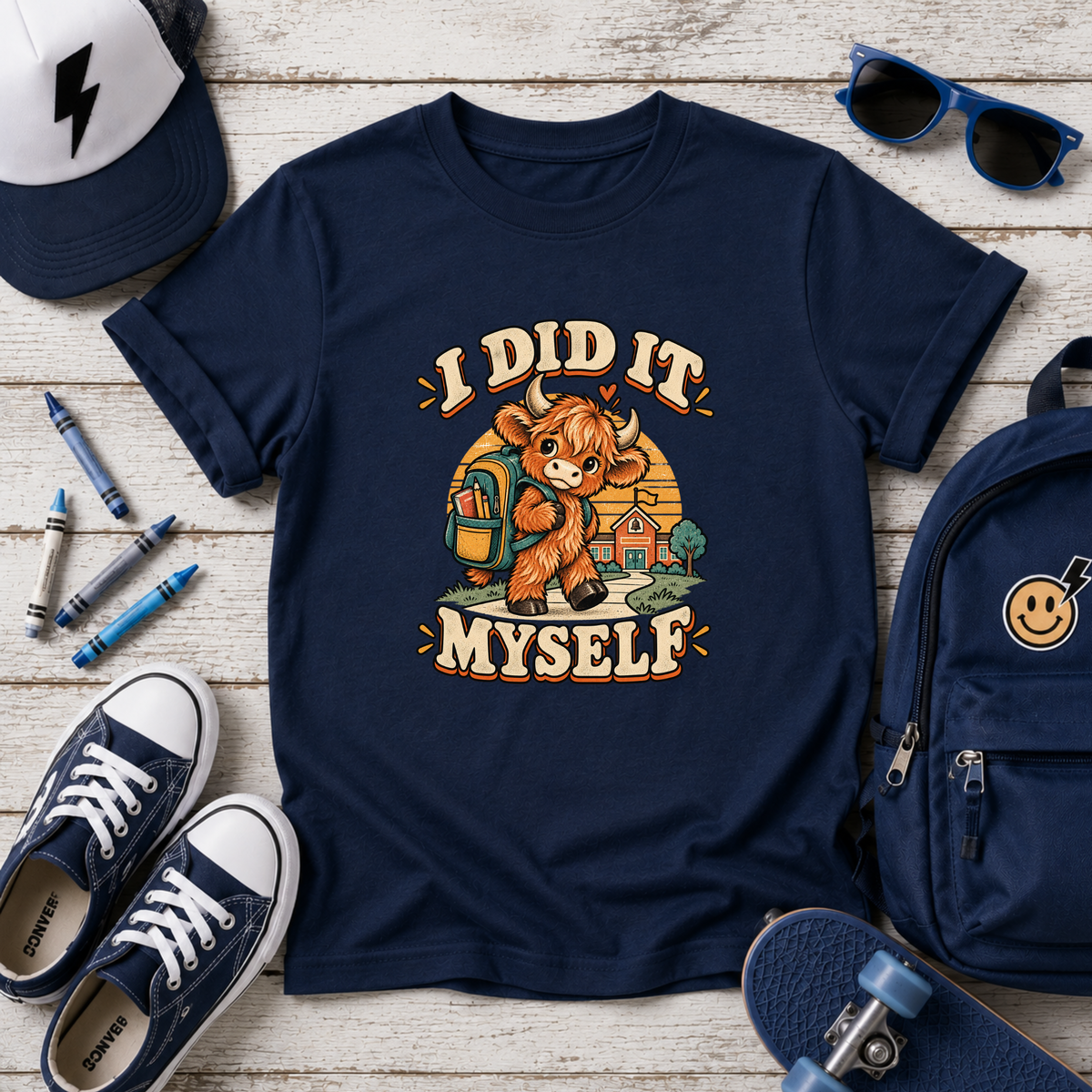 "I Did It Myself" Cute Cow Back-to-School Shirt