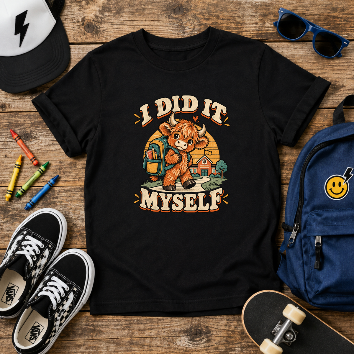 "I Did It Myself" Cute Cow Back-to-School Shirt